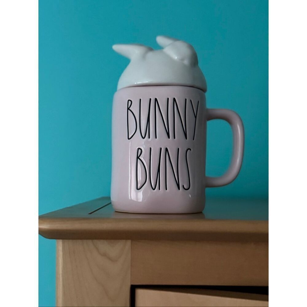 Easter Bunny Mug w/bunny feet lid - "Bunny Buns" - Rae Dunn